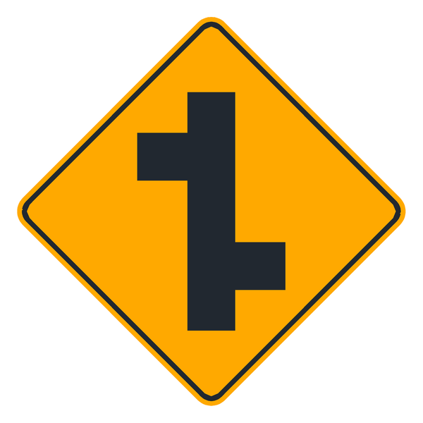 Señal de tránsito Intersección escalonada primera derecha — P-6A