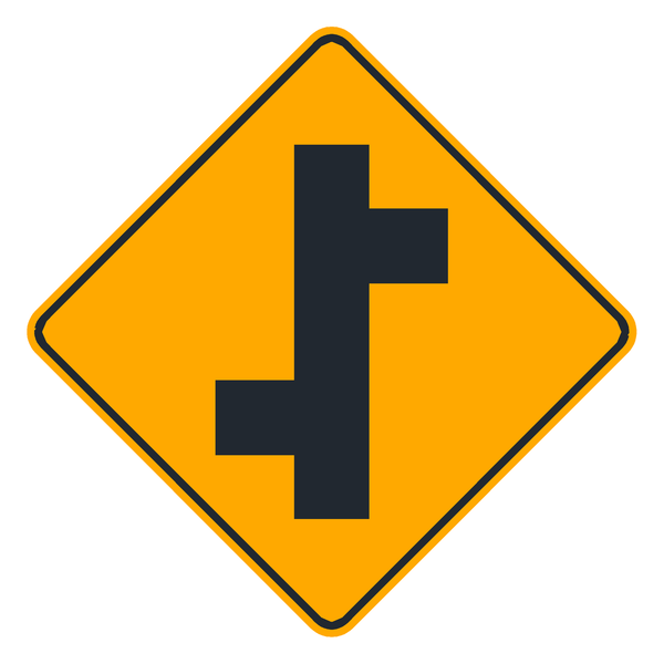 Señal de tránsito Intersección escalonada primera izquierda — P-6B