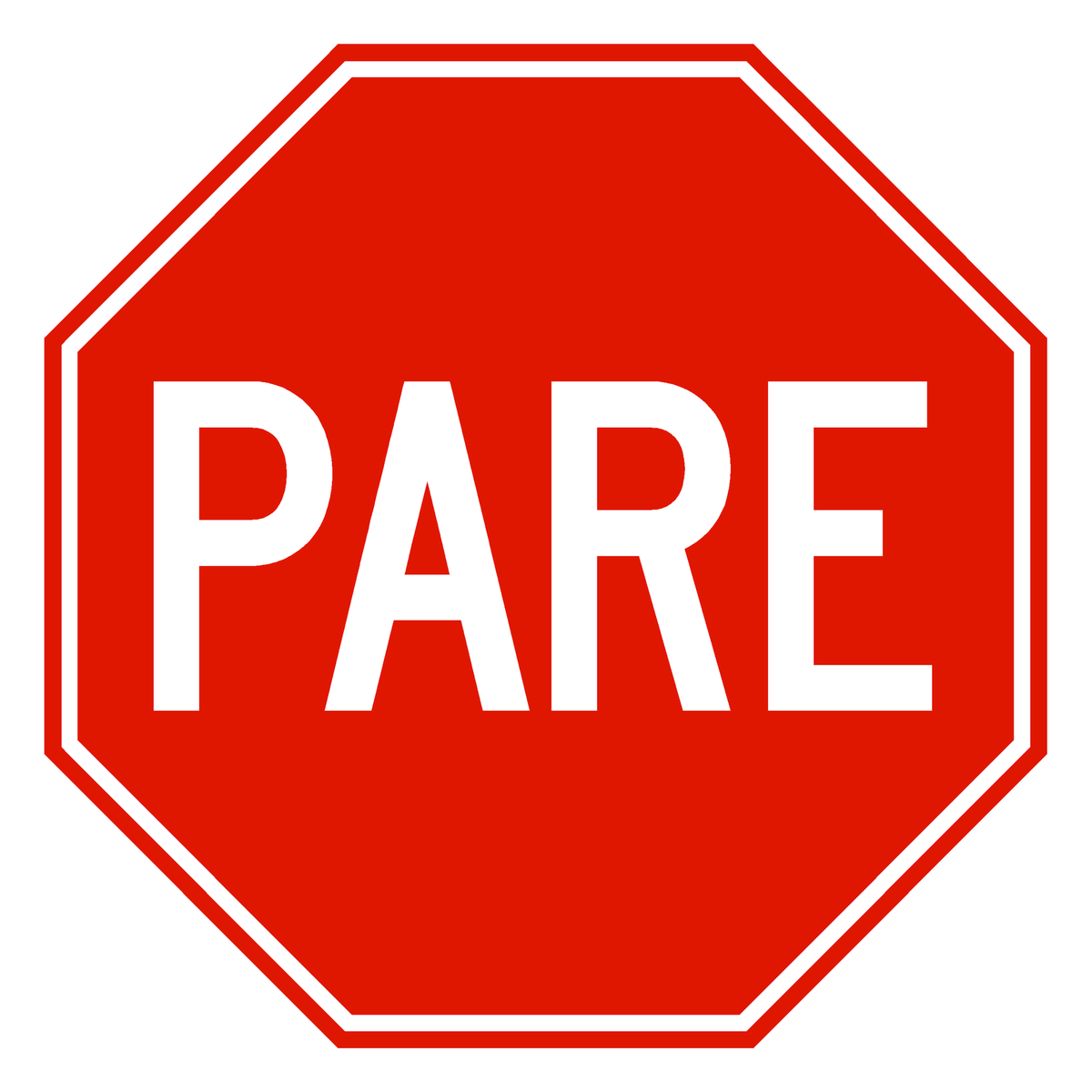 Señal de tránsito PARE R-1, vista a color