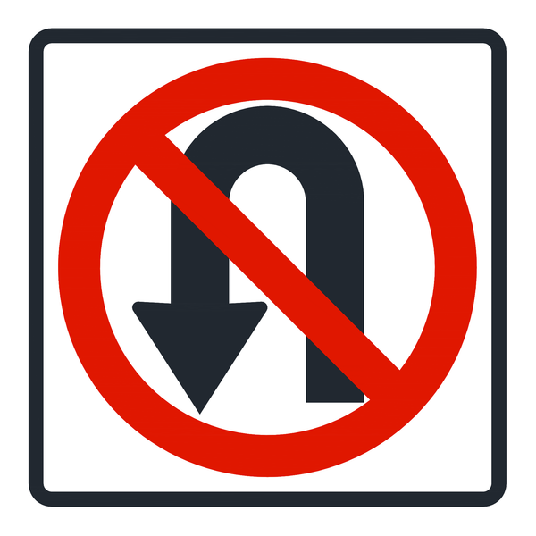 Señal de tránsito Prohibido voltear en “u” — R-10