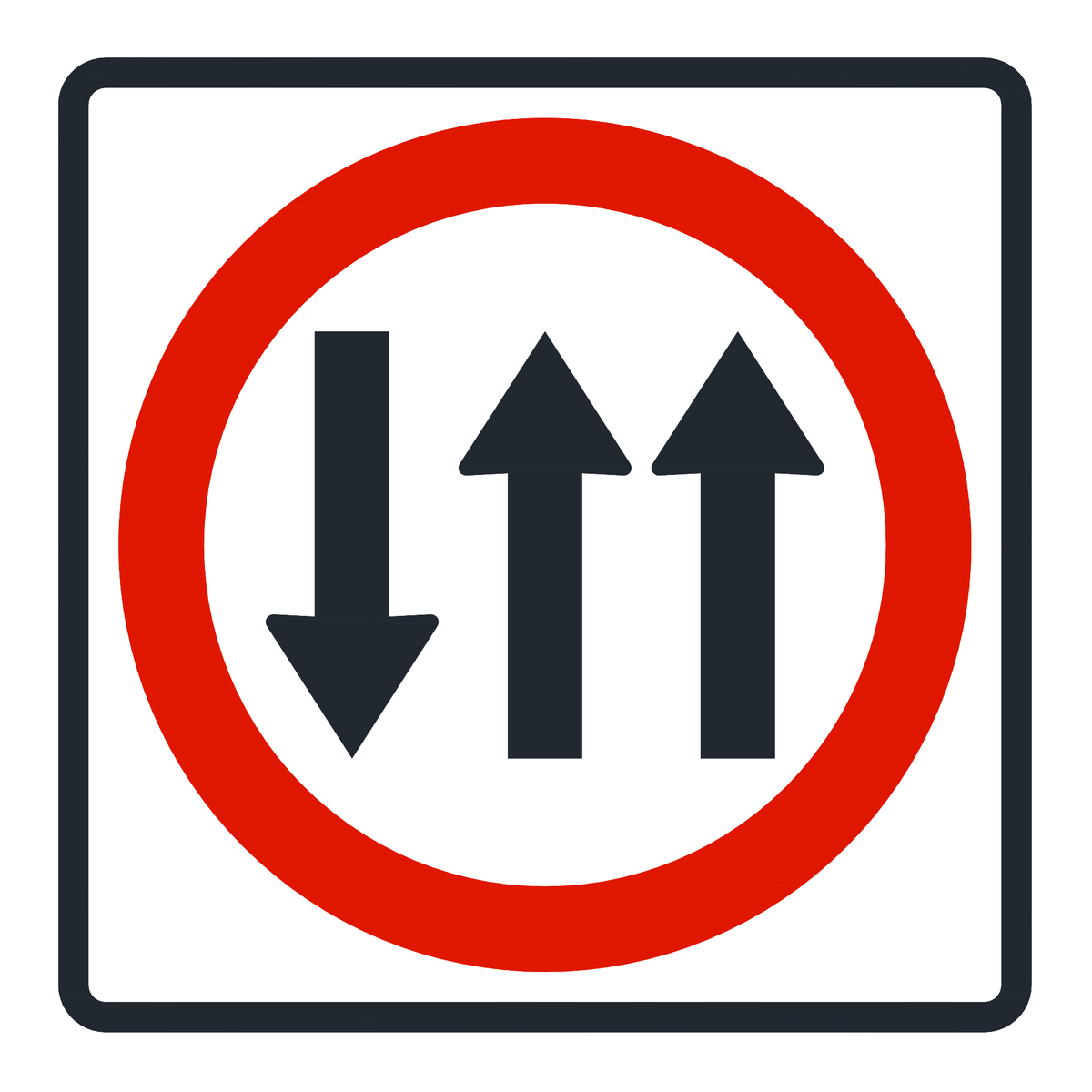 Señal de tránsito Circulación en tres carriles, uno en contraflujo — R-11A