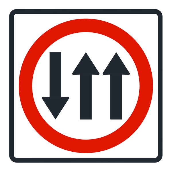 Señal de tránsito Circulación en tres carriles, uno en contraflujo — R-11A