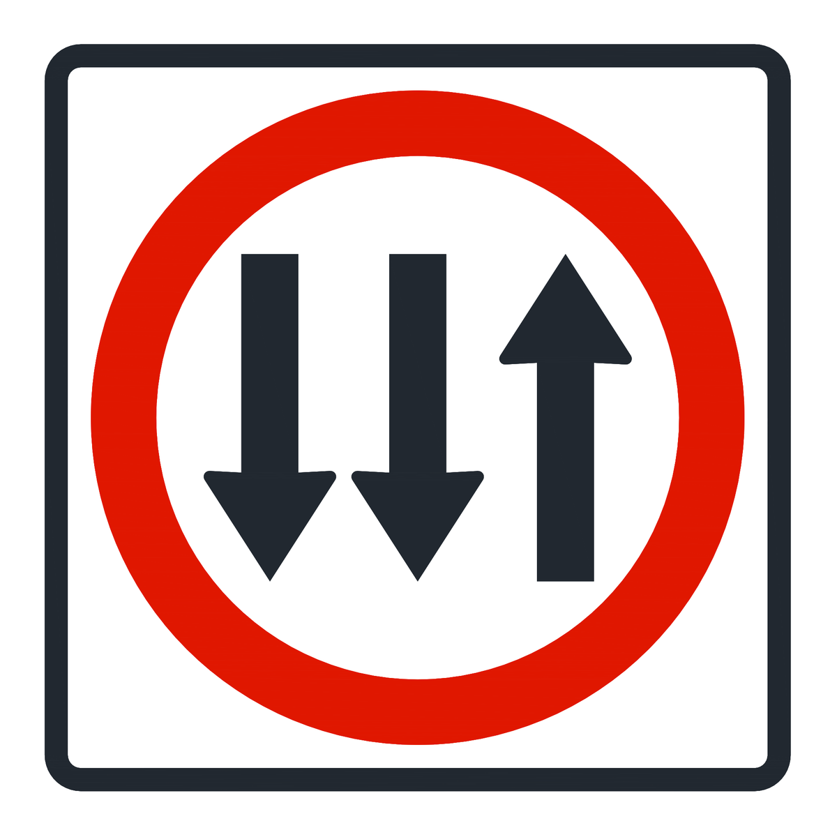 Señal de tránsito Circulación en tres carriles, dos en contraflujo — R-11B