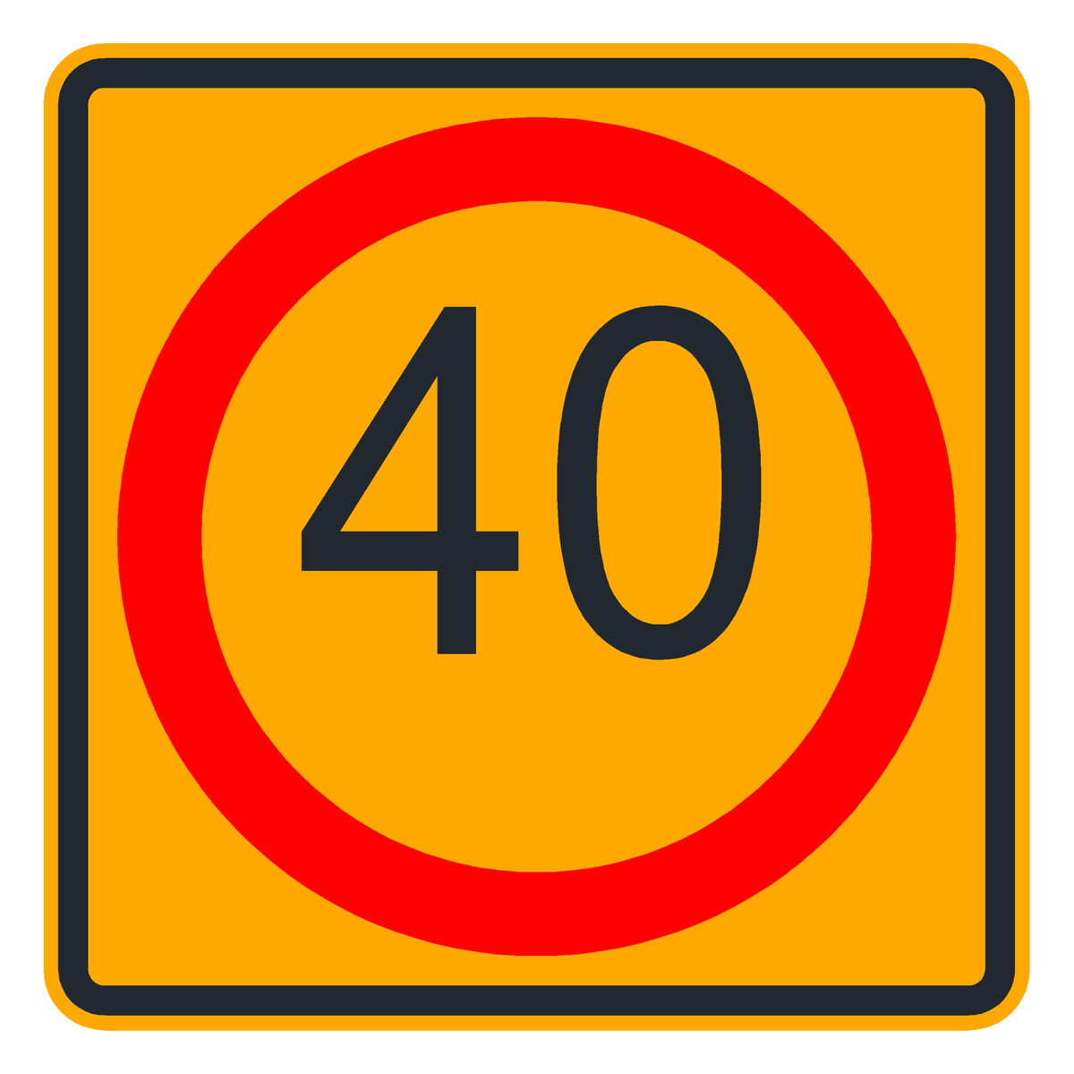 Señal de tránsito Velocidad máxima permitida en curva 40 km/h — R-30F