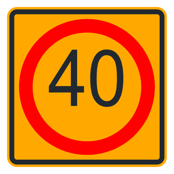 Señal de tránsito Velocidad máxima permitida en curva 40 km/h — R-30F