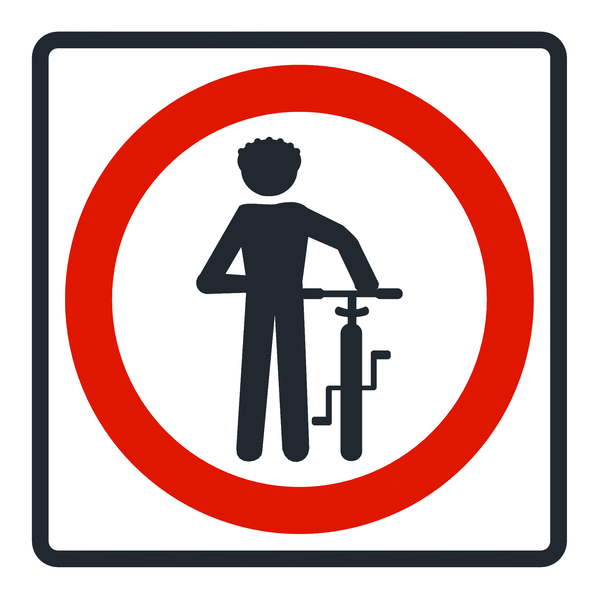 Señal de tránsito Ciclovía “obligatorio descender de la bicicleta” — R-42B