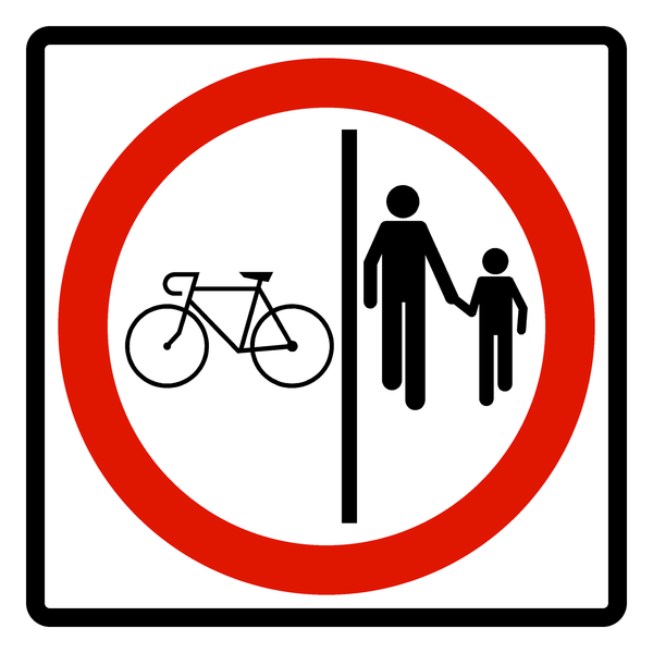 Señal de tránsito Ciclovía “circulación no compartida bicicleta – peatón” — R-42C