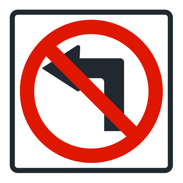 Señal de tránsito Prohibido voltear a la izquierda — R-6