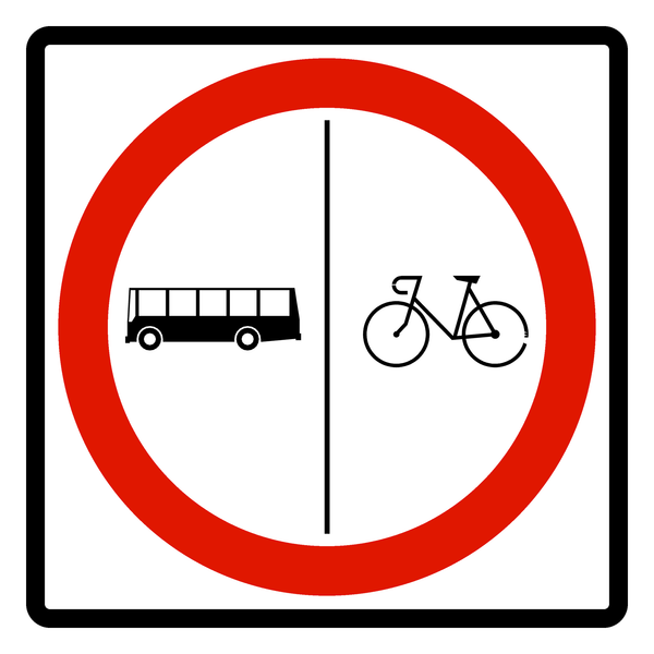 Señal de tránsito Infraestructura ciclista segregada de transporte público — R-68