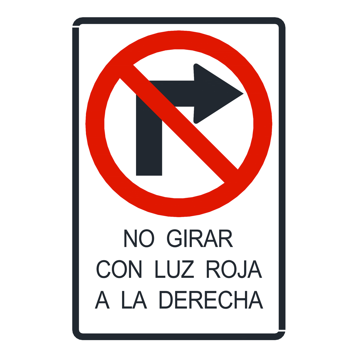 Señal de tránsito Prohibido girar a la derecha con luz roja — R-8A