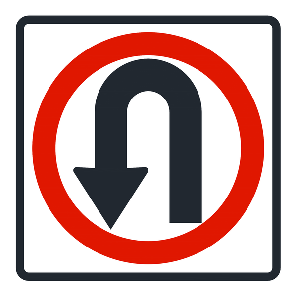 Señal de tránsito Giro solamente en “u” — R-9