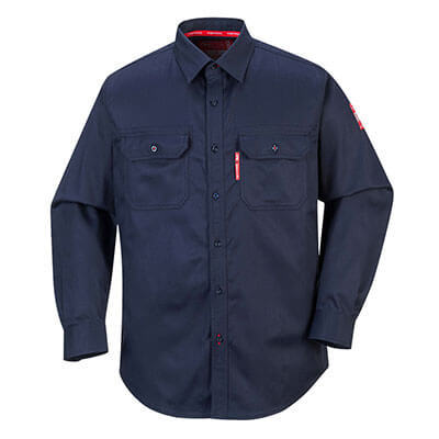 Camisa ignífuga PORTWEST FR89 Bizflame 88/12 azul marino, ATPV 8.2 cal/cm²