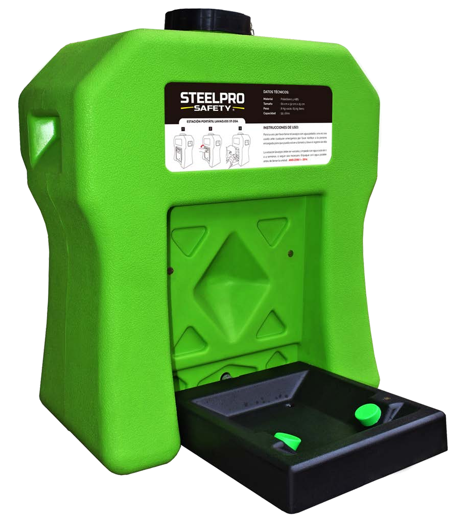 Estación lavaojos portátil Steelpro ST-20A verde de 55 litros